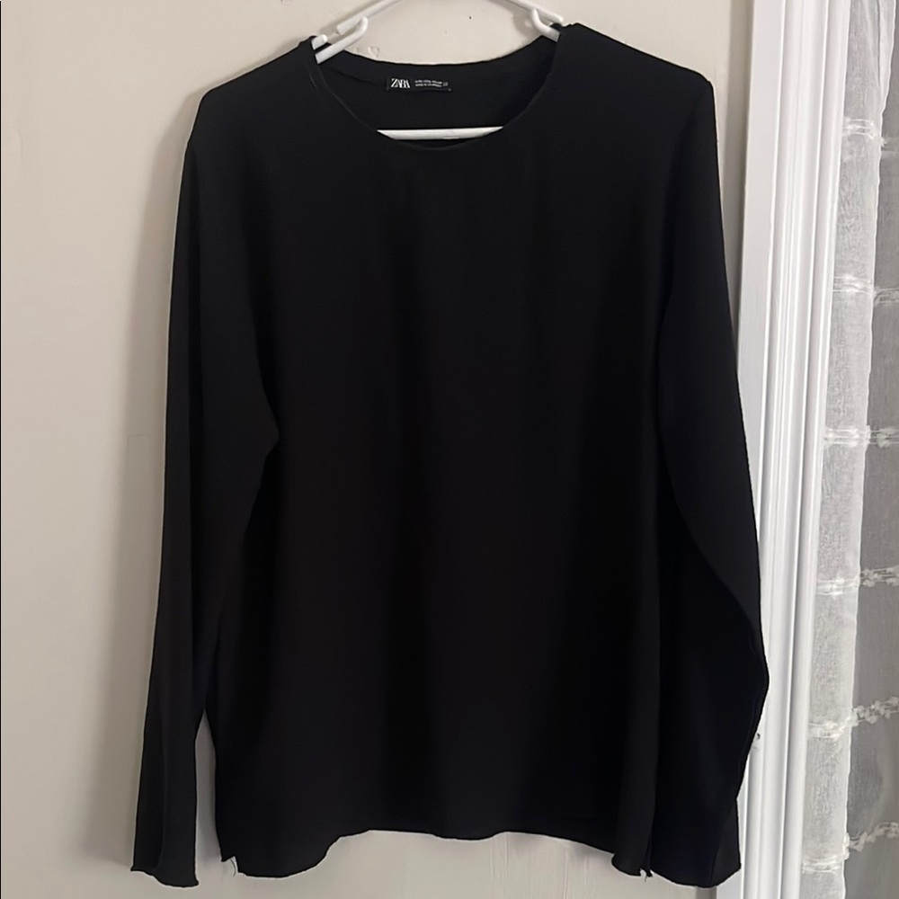 Zara Black Long Sleeve Boxy Top